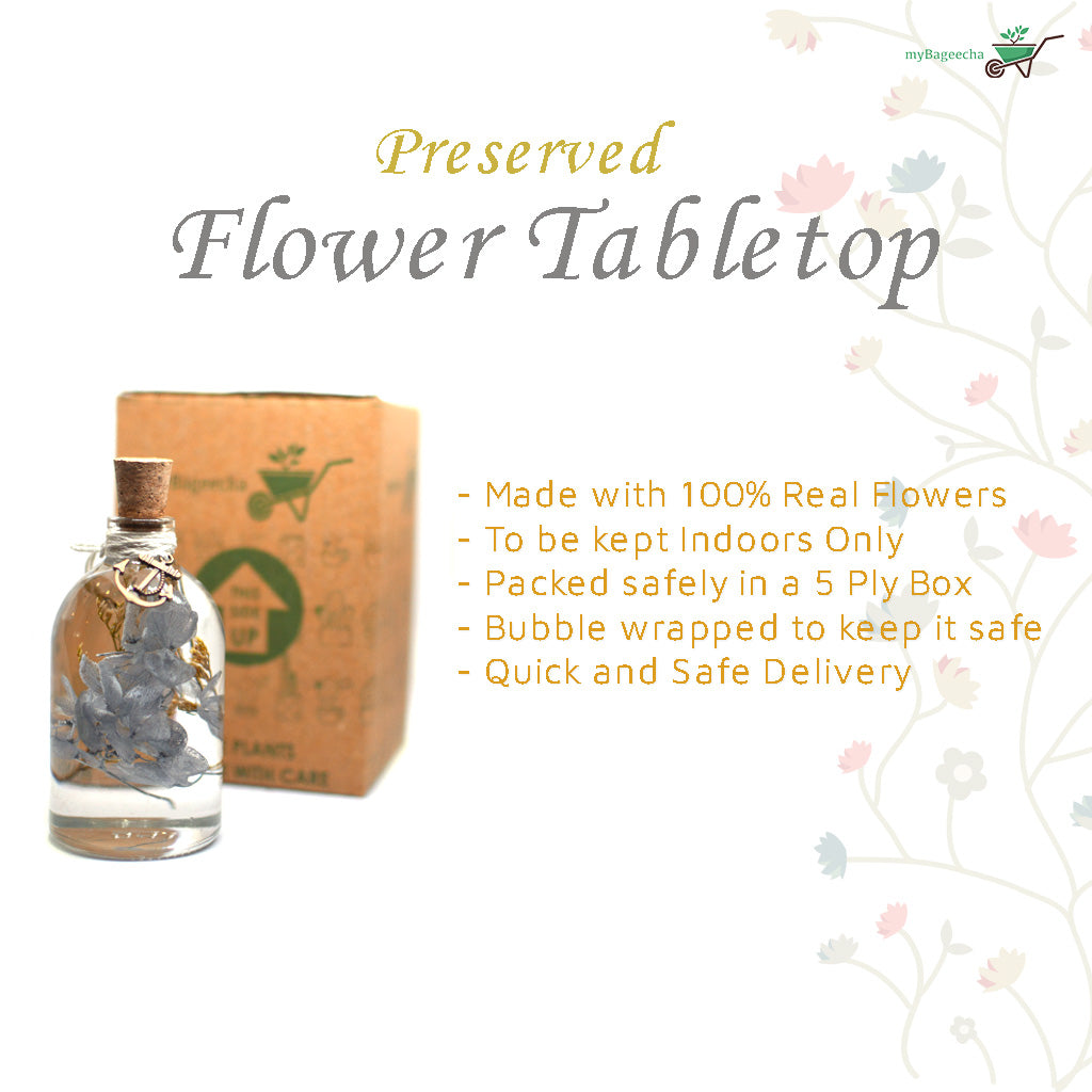 A Golden Lining Preserved Flower Tabletop - myBageecha
