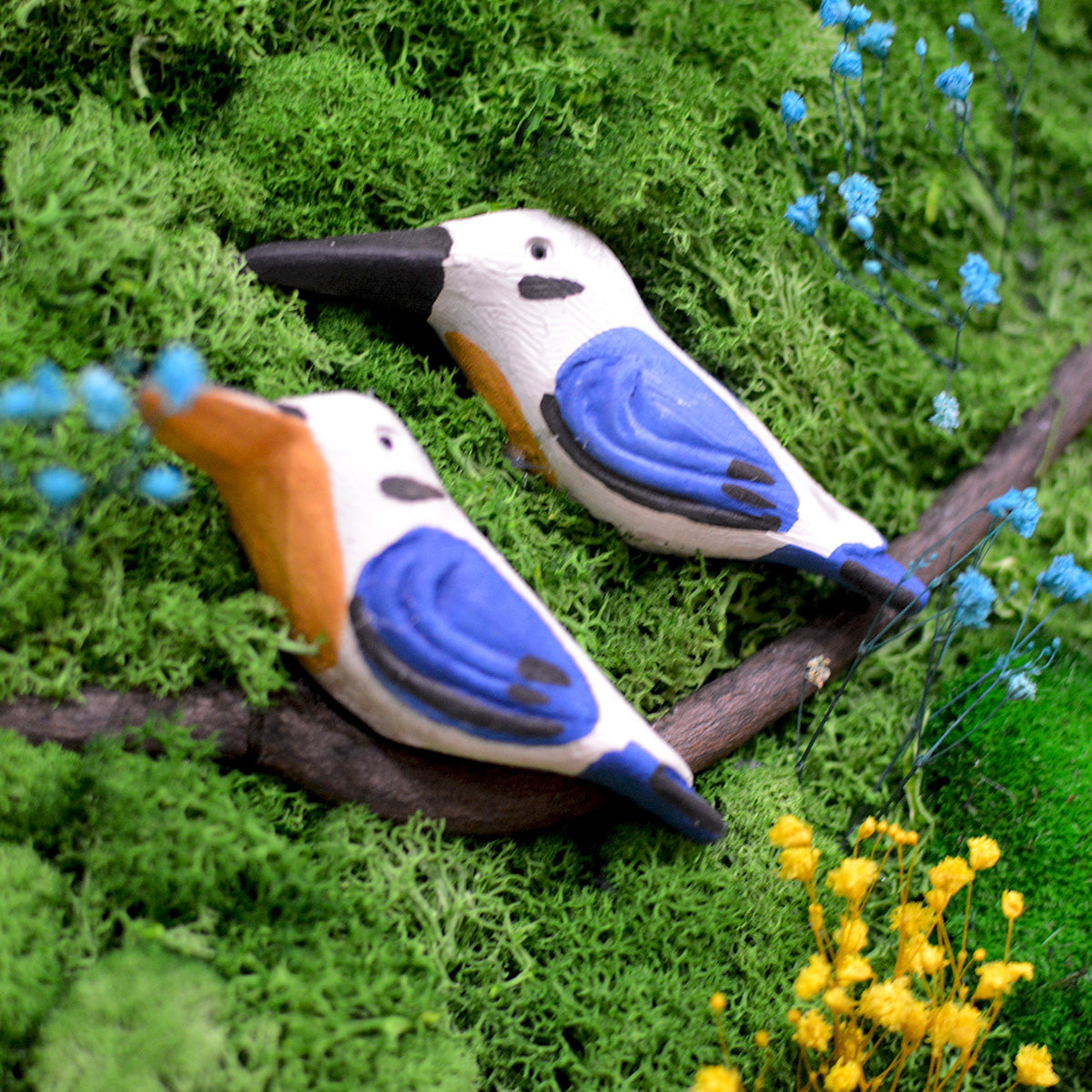 Blue-green textured moss art – close-up