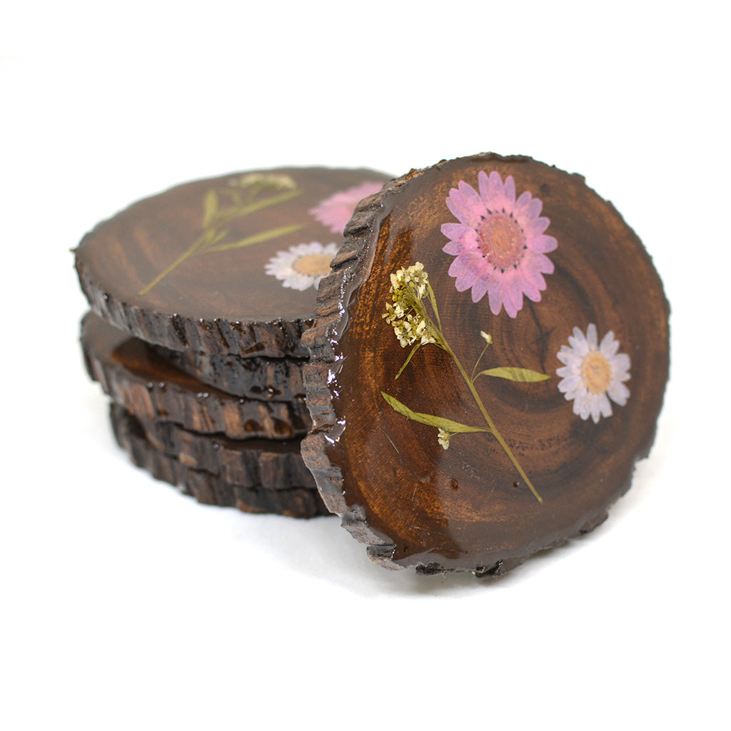 Craggy Coral Dried Flower Coaster - myBageecha