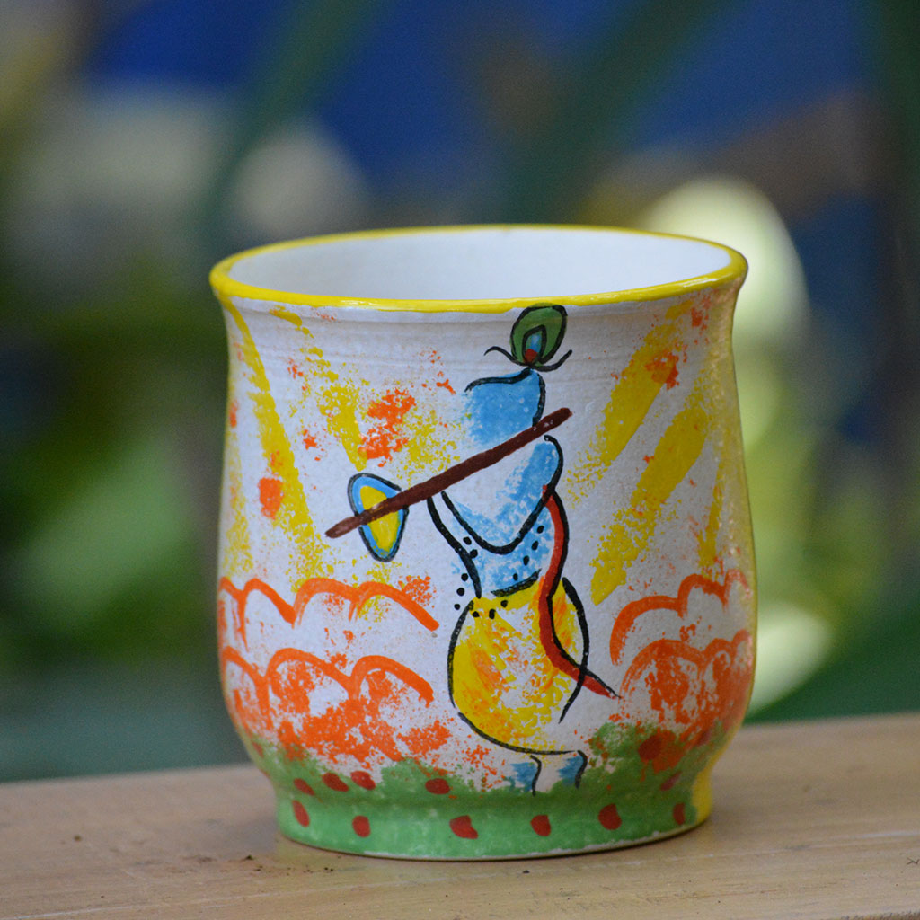 Abstract Krishna Ceramic Pot – Krishna Design – myBageecha