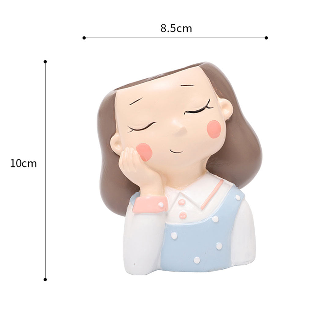 Adorable Thinking Girl Resin Succulent Pot - myBageecha