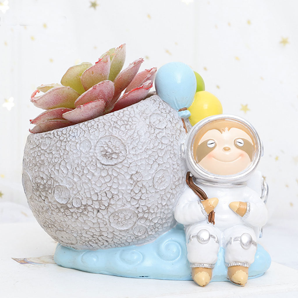astronaut plant pot Astronaut Sloth Succulent Pot – Cute Resin Planter