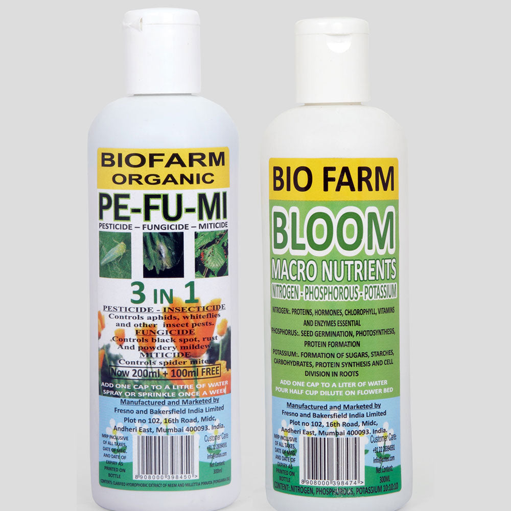 Bio Farm-Pe-Fu-Mi & Bloom (Pesticide & Fertilizer Combo Pack) - myBageecha