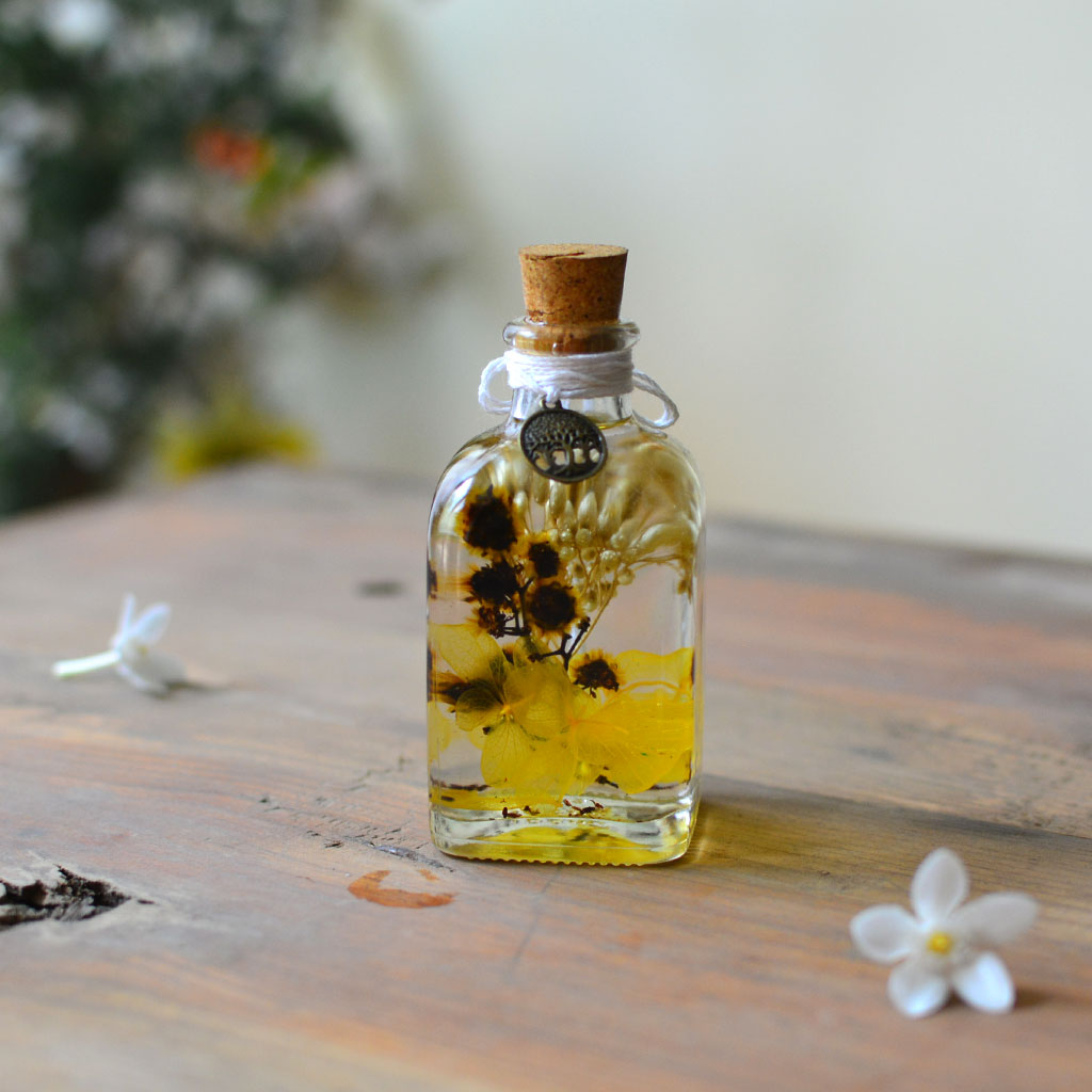 Close-up of Blazing with Blooms Flower Tabletop by myBageecha – vibrant fiery preserved blooms.