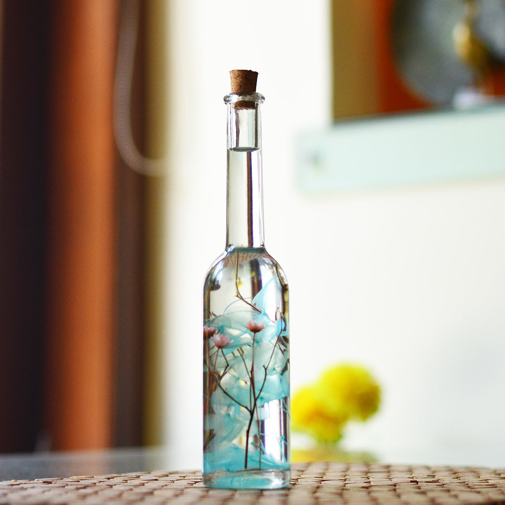 Close-up of Blossoms of the Sky Preserved Flower Tabletop by myBageecha – soft sky-blue preserved blooms.