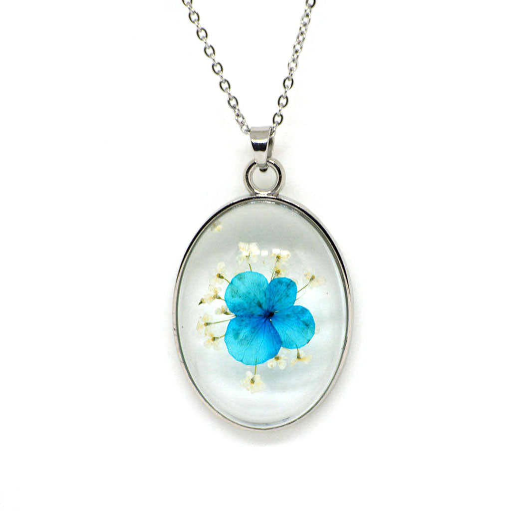 A Breezy Cyan Real Dried Flower Necklace - myBageecha