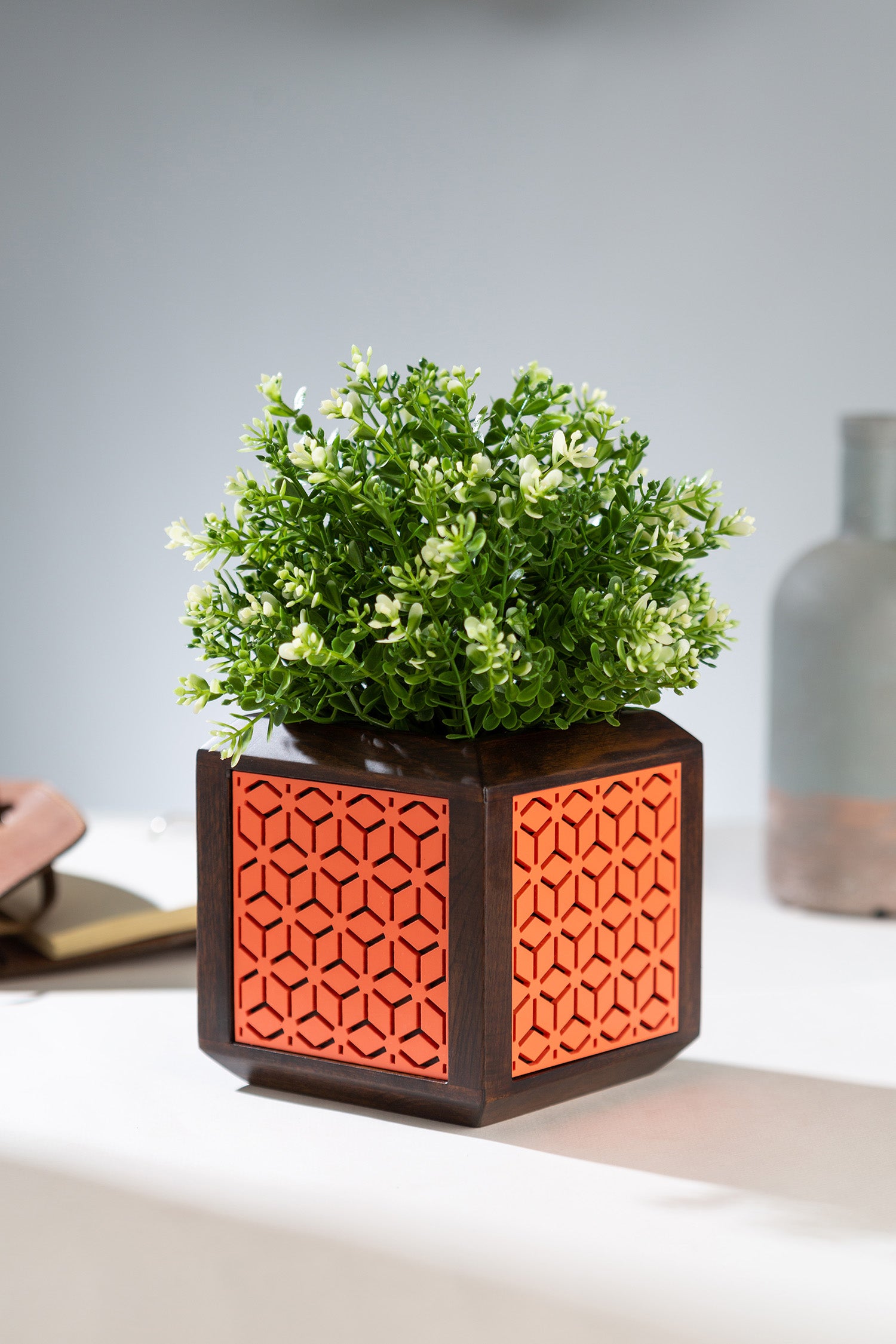 QUBO Boxy Handmade Wooden Indoor Planter Pot - myBageecha