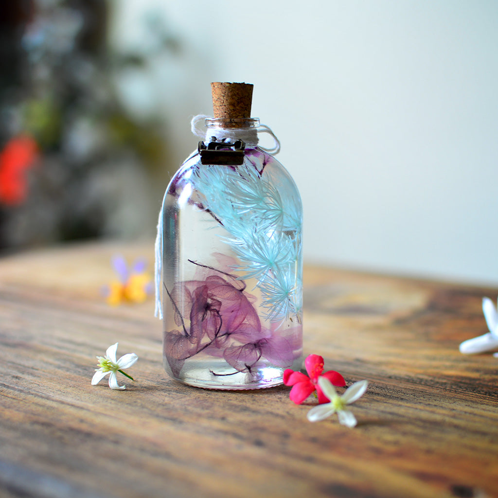 Close-up of Celeste Bloom Preserved Flower Tabletop by myBageecha – sky-blue preserved blooms.