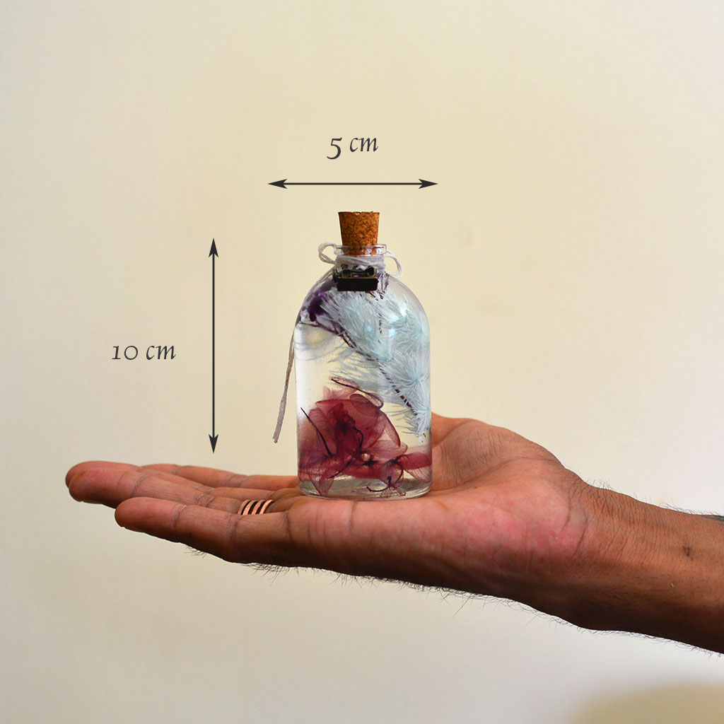 Celeste Bloom Preserved Flower Tabletop shown in hand – calming fresh décor piece.