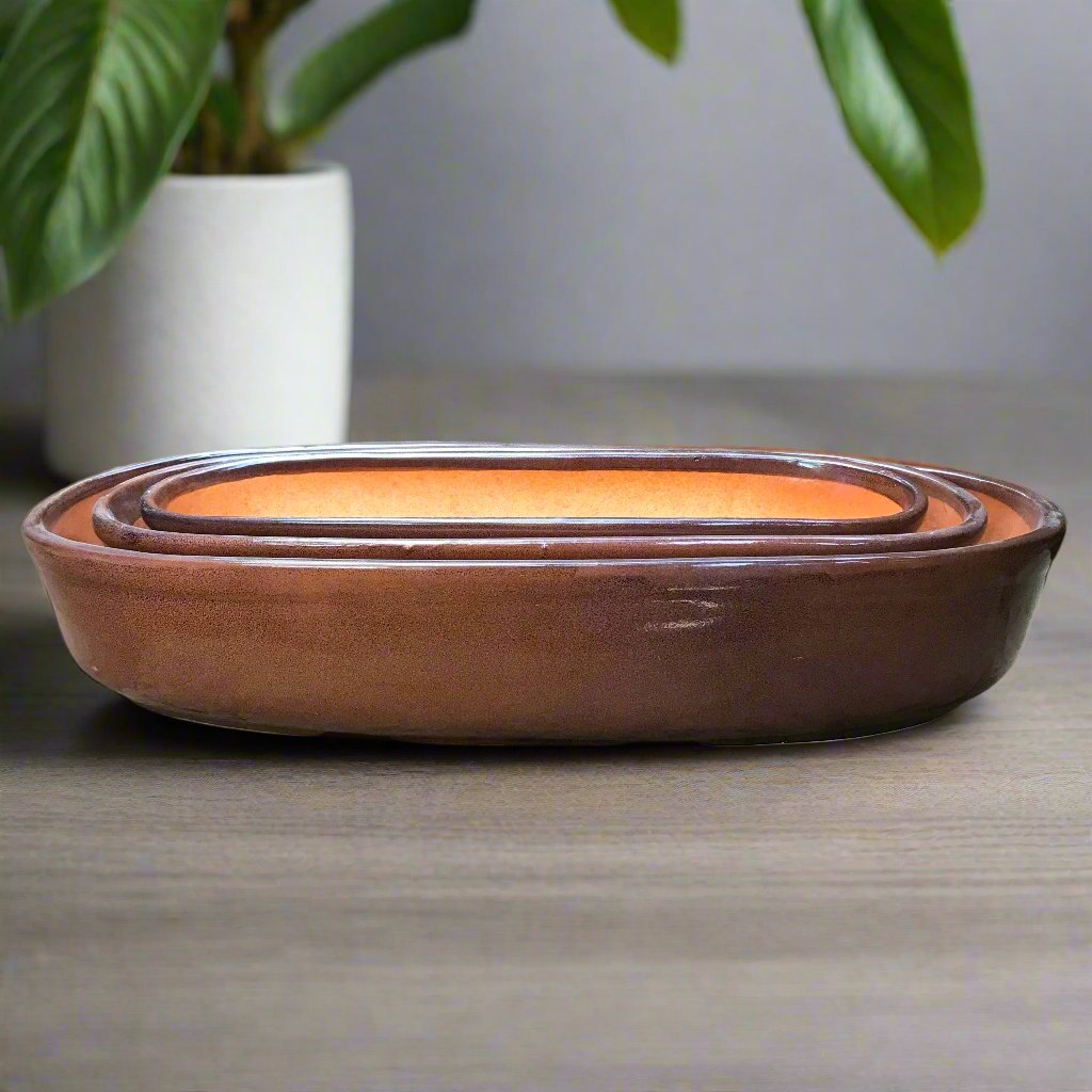 Set of 3 Chiselled Bonsai Ceramic Tray - myBageecha