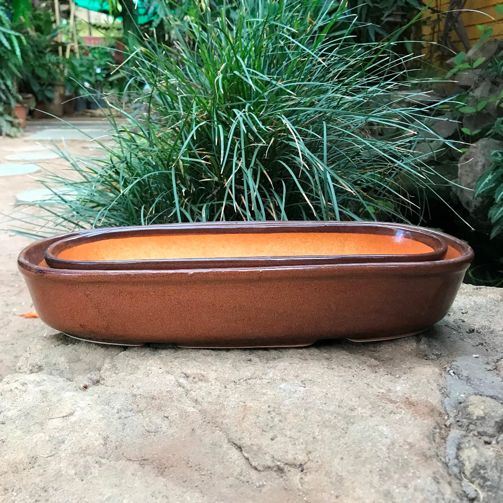 Set of 2 Chiselled Bonsai Tray – Copper Brown – myBageecha