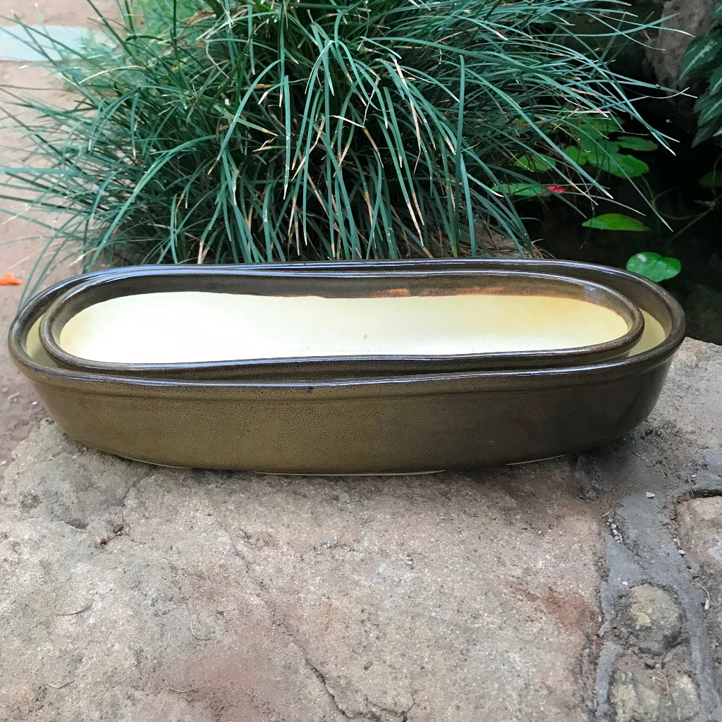 Set of 2 Chiselled Bonsai Ceramic Tray - myBageecha