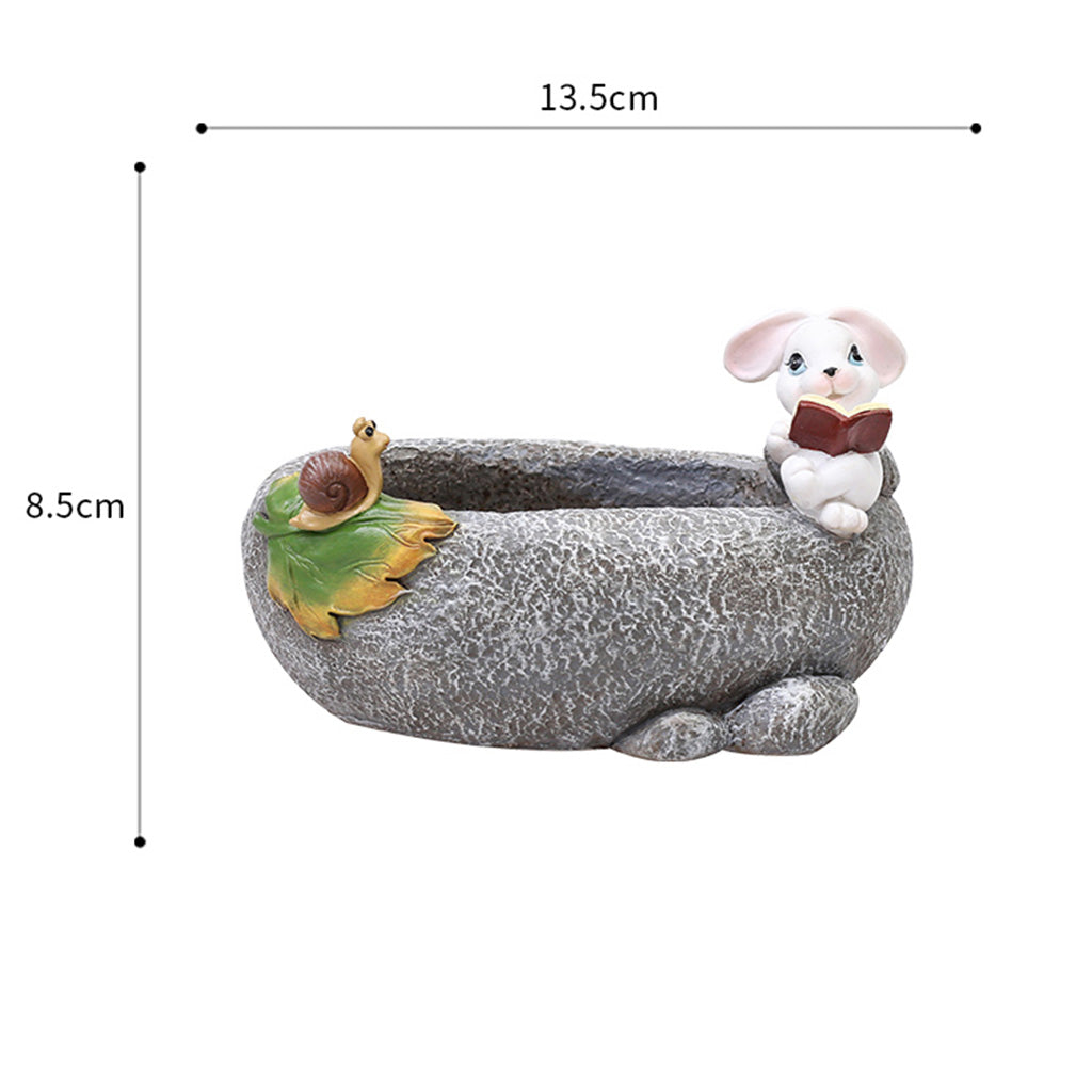 Cute Rabbit Reading Resin Succulent Pot - myBageecha