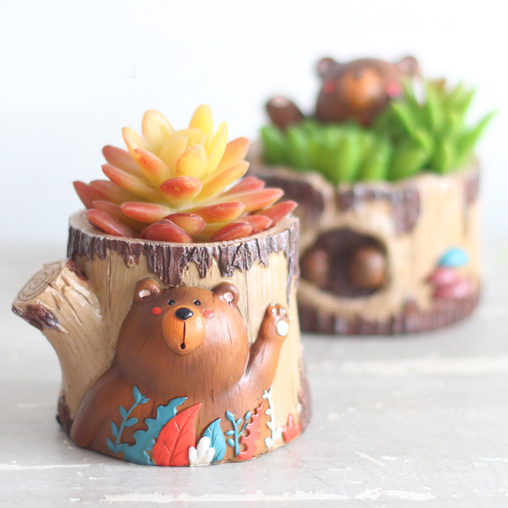 Cute Waving Bear Resin Succulent Pot - myBageecha