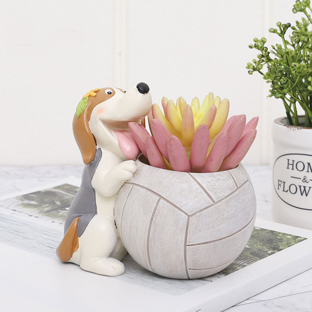 Cute Playful Dog Resin Succulent Pot - myBageecha
