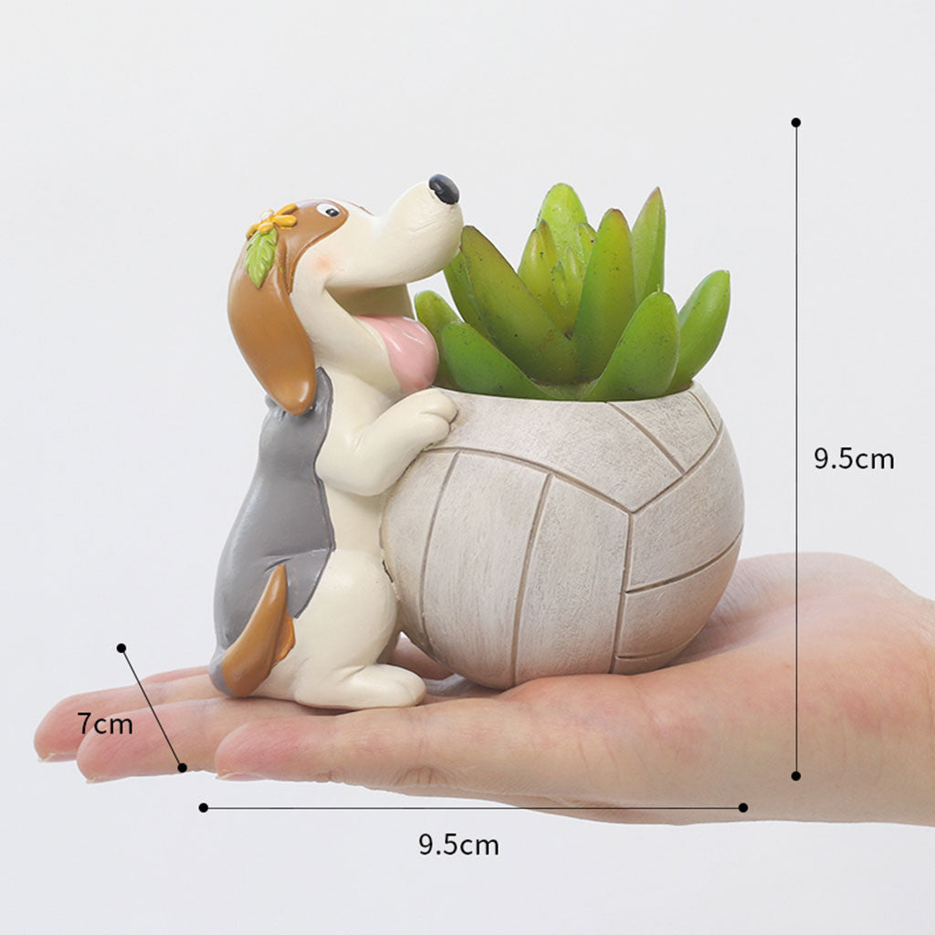 Cute Playful Dog Resin Succulent Pot - myBageecha