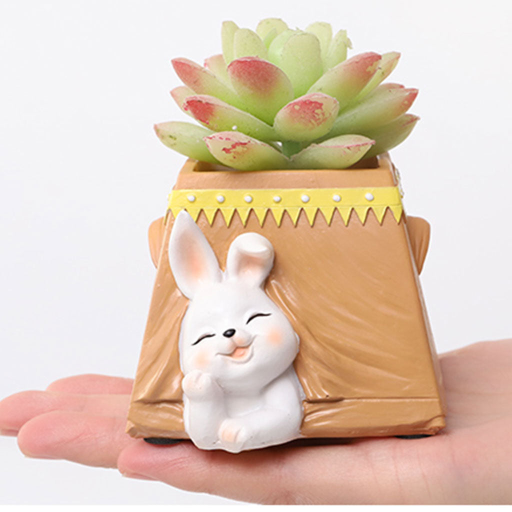 Cute Kitty in Tent Resin Succulent Pot - myBageecha
