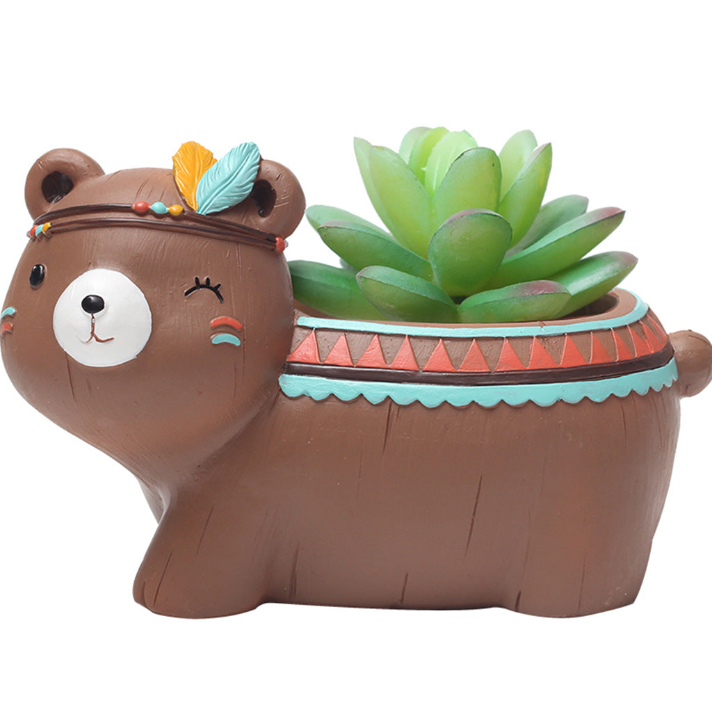 Cute Tribal Bear Resin Succulent Pot - myBageecha