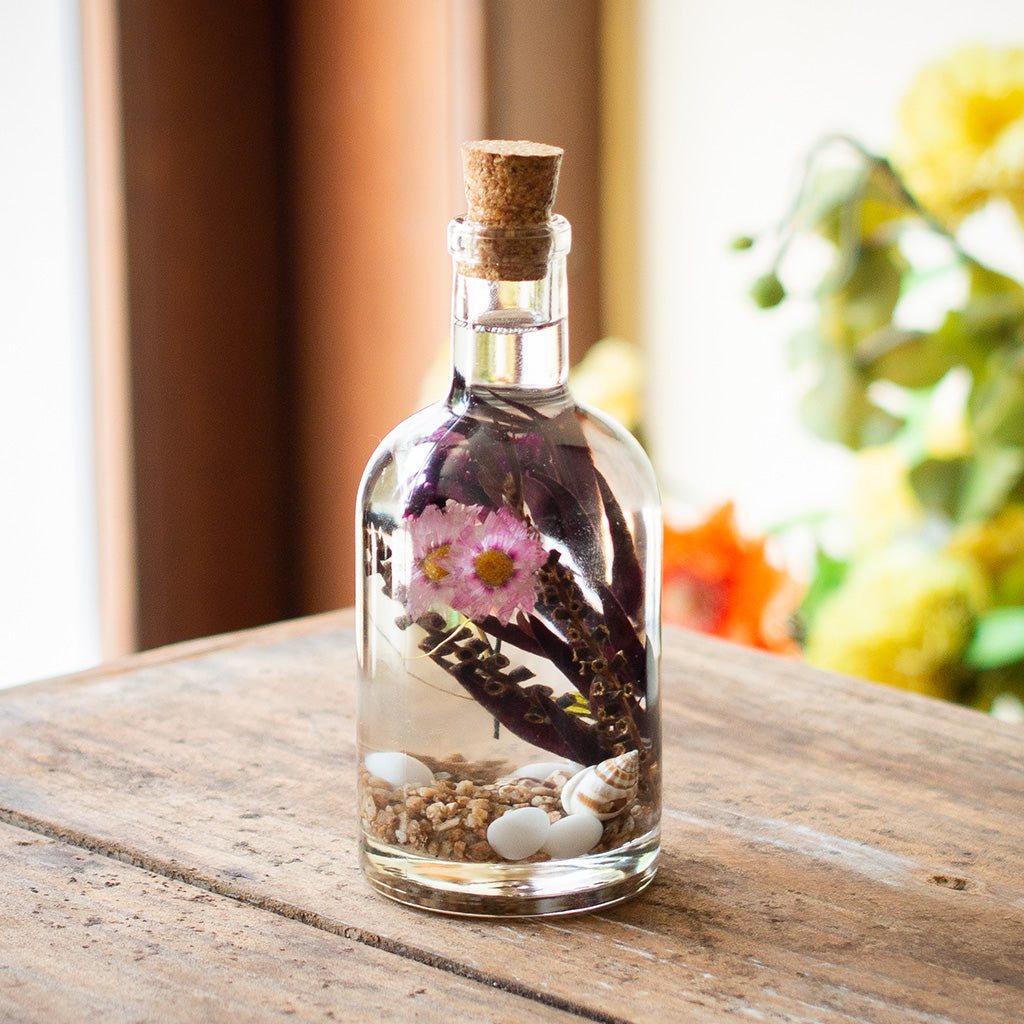 Close-up of Curtained Wilderness Preserved Flower Tabletop by myBageecha – deep earthy green preserved foliage.