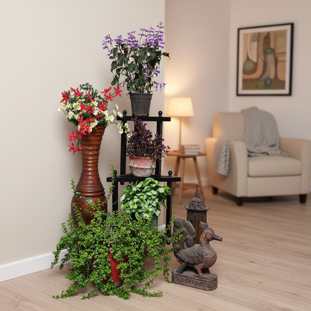 DIY- Corner Plant Stand complemented with decor myBageecha