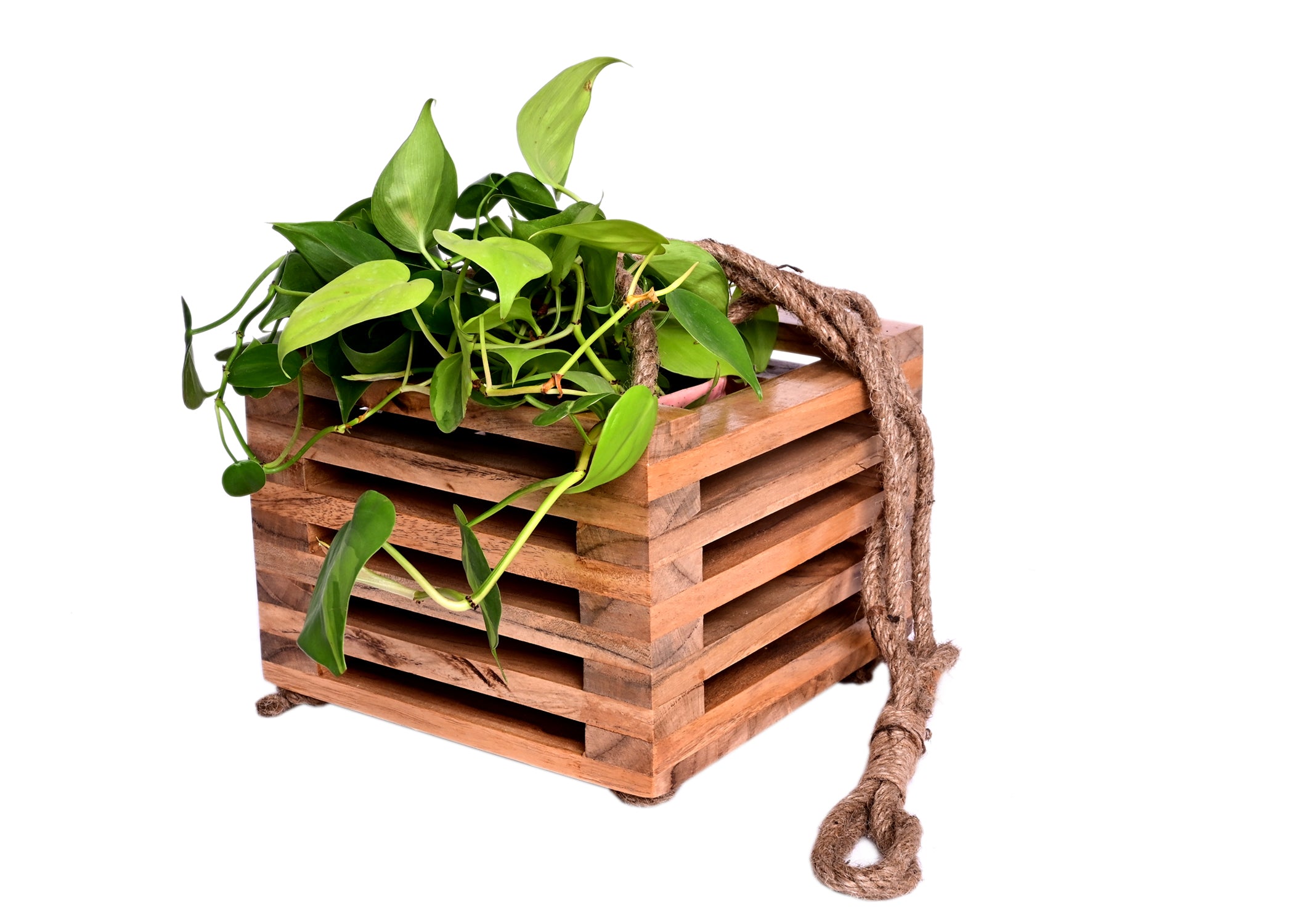 Solid Wood Hanging Wooden Planter - myBageecha