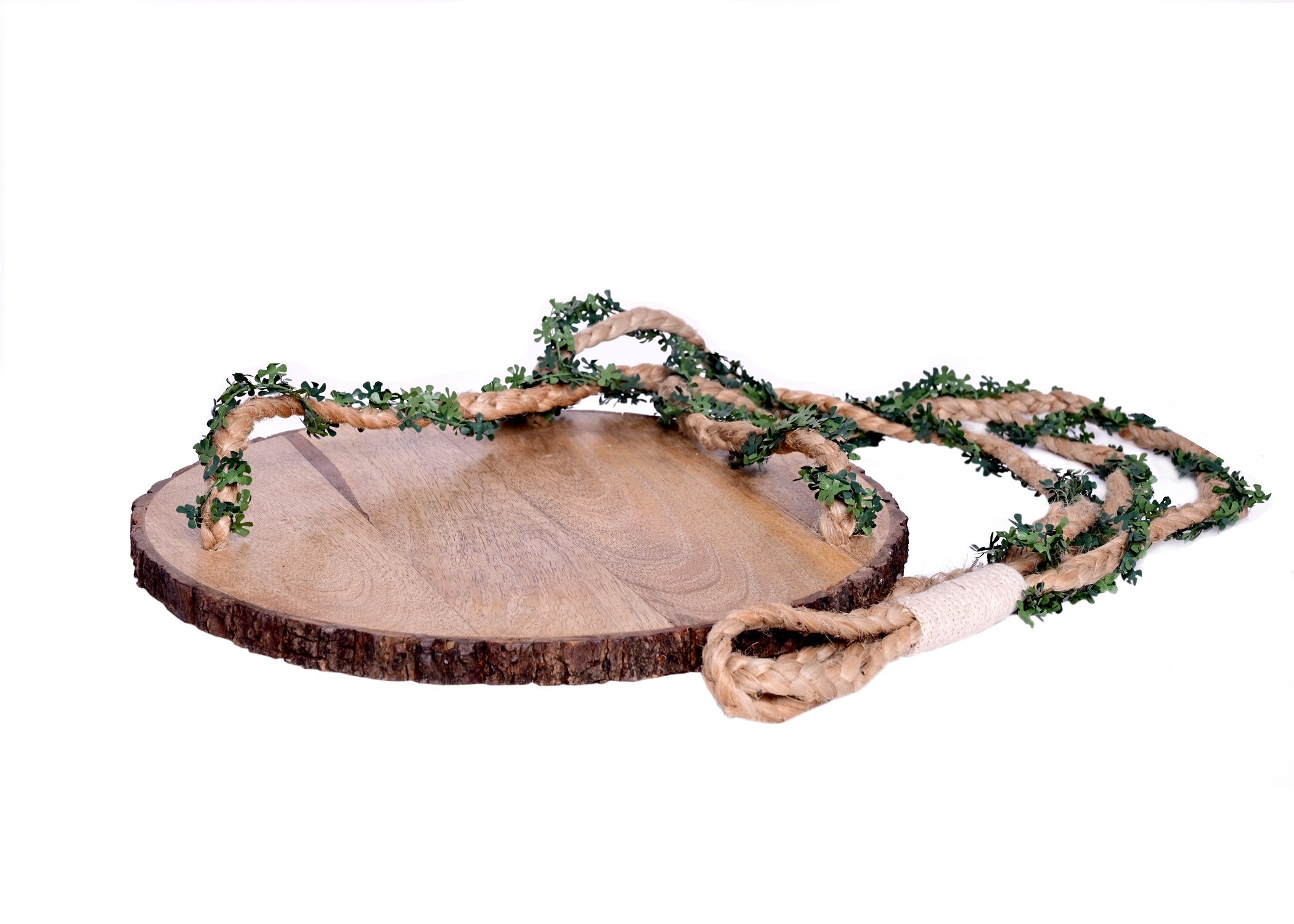 Jute Wall Hanging Shelf with Wooden Base - myBageecha