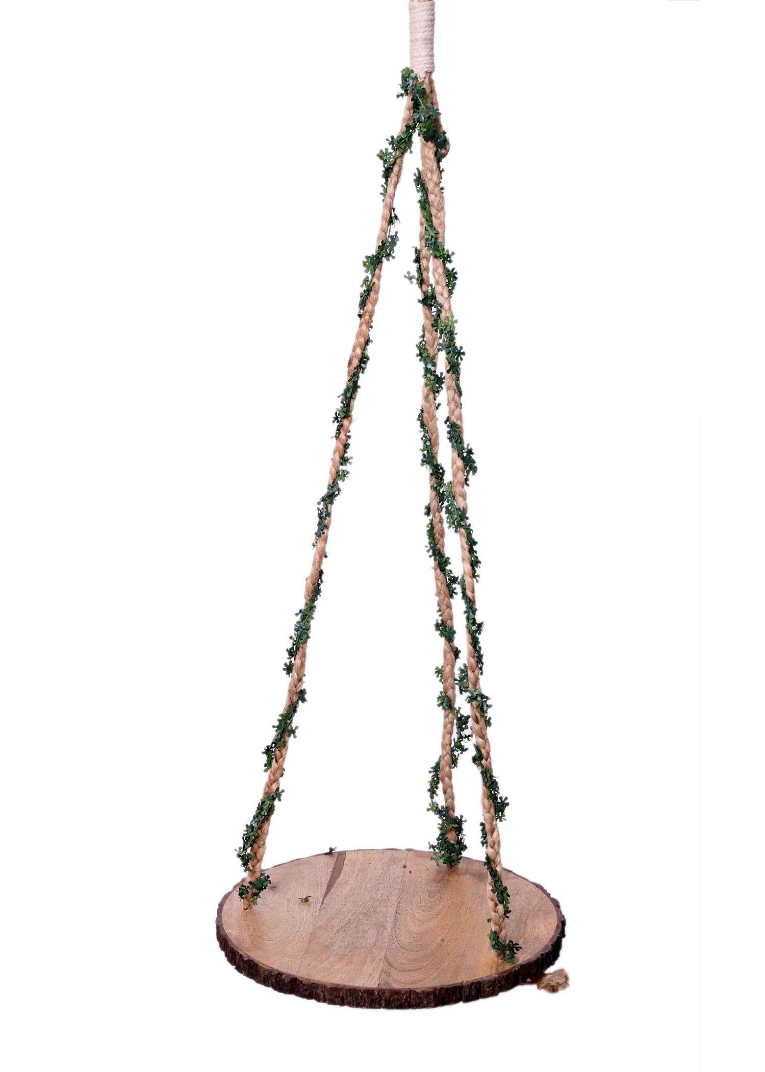 Jute Wall Hanging Shelf with Wooden Base - myBageecha