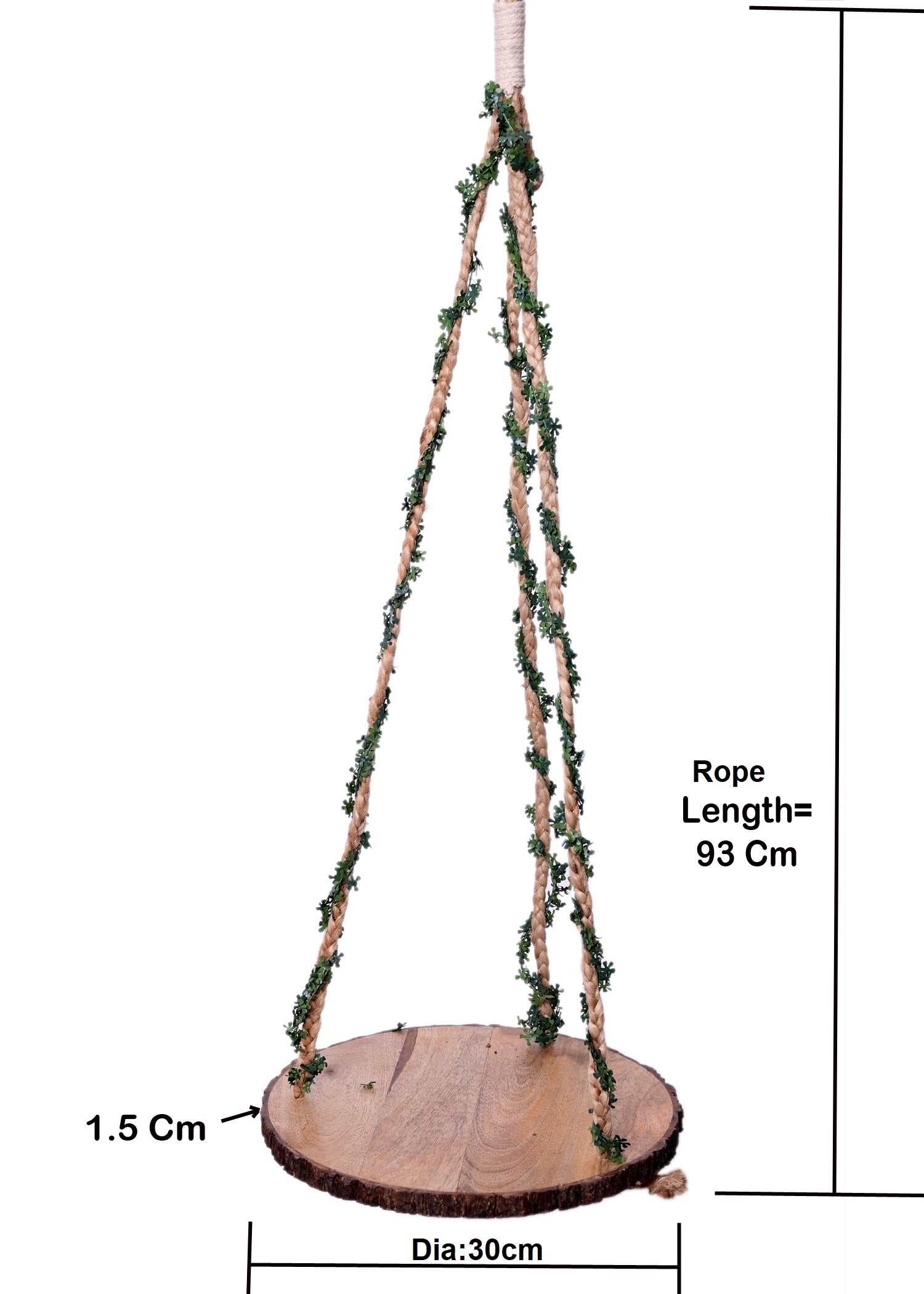 Jute Wall Hanging Shelf with Wooden Base - myBageecha