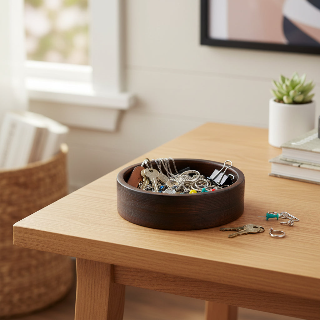 TimberDepth Bowl shown for storing keys - myBageecha