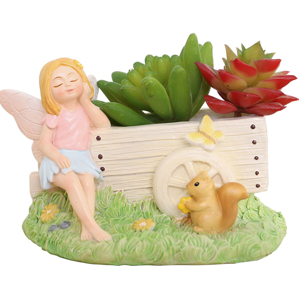 Beautiful Fairy Sitting with Cart Resin Succulent Pot - myBageecha