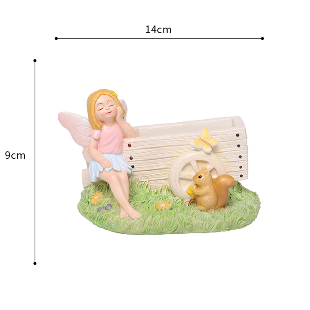 Beautiful Fairy Sitting with Cart Resin Succulent Pot - myBageecha