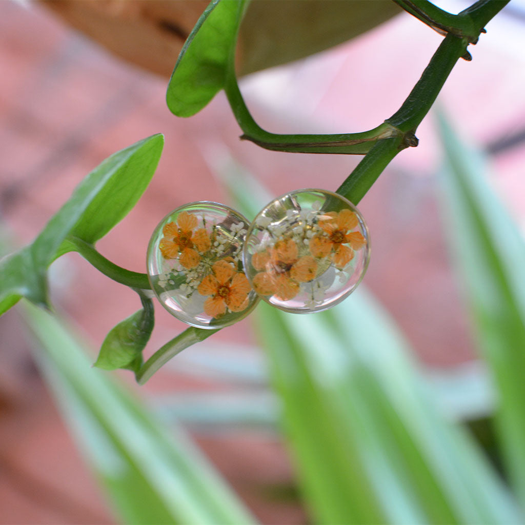 Fire Blossoms Real Dried Flower Earrings - myBageecha