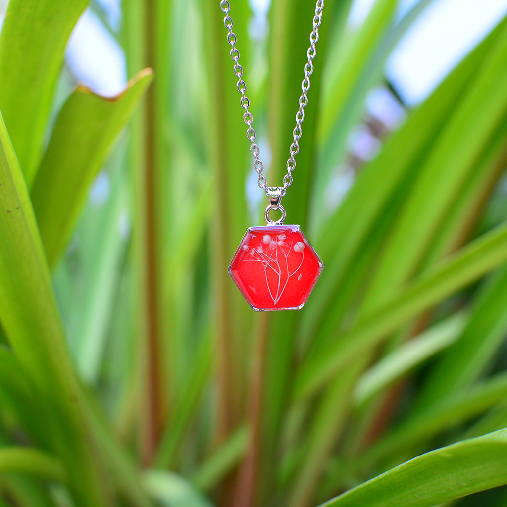 Flaming Floret Real Dried Flower Necklace - myBageecha