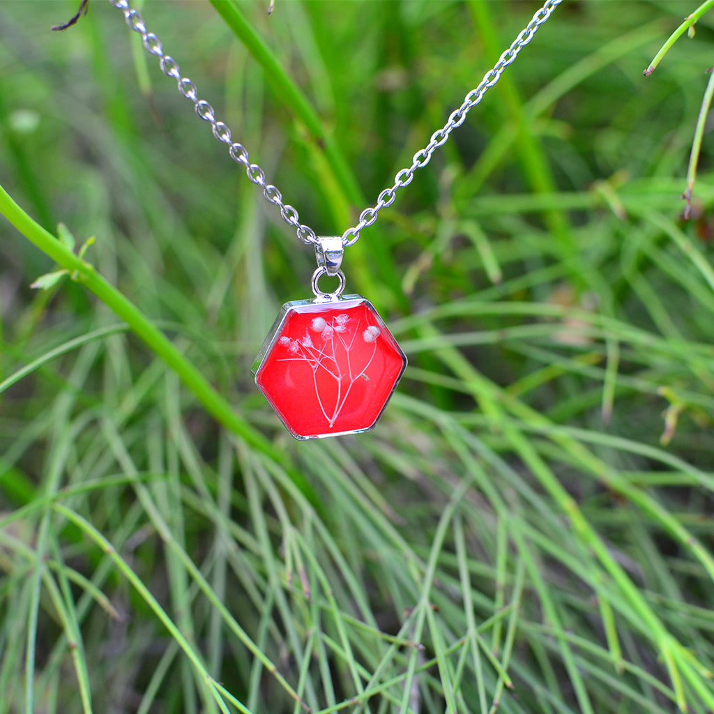 Flaming Floret Real Dried Flower Necklace - myBageecha