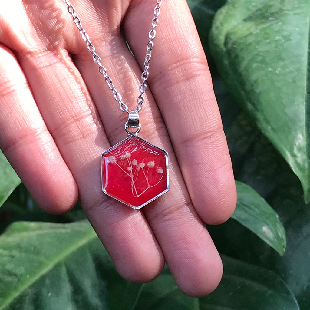 Flaming Floret Real Dried Flower Necklace - myBageecha