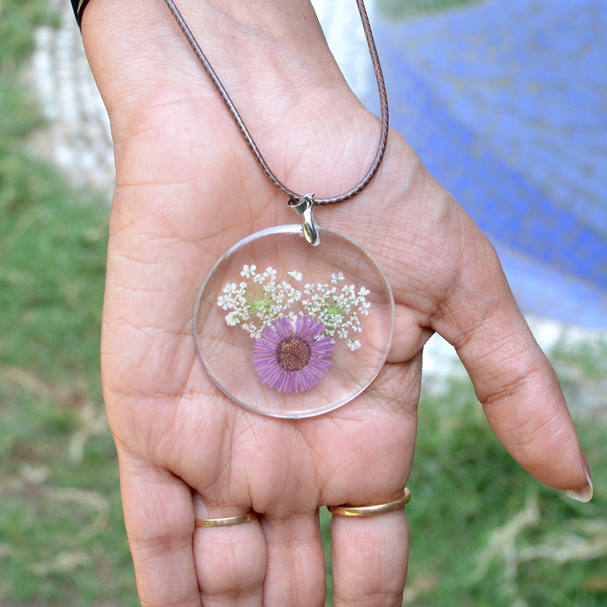 Floundering Magenta Real Dried Flower Necklace - myBageecha