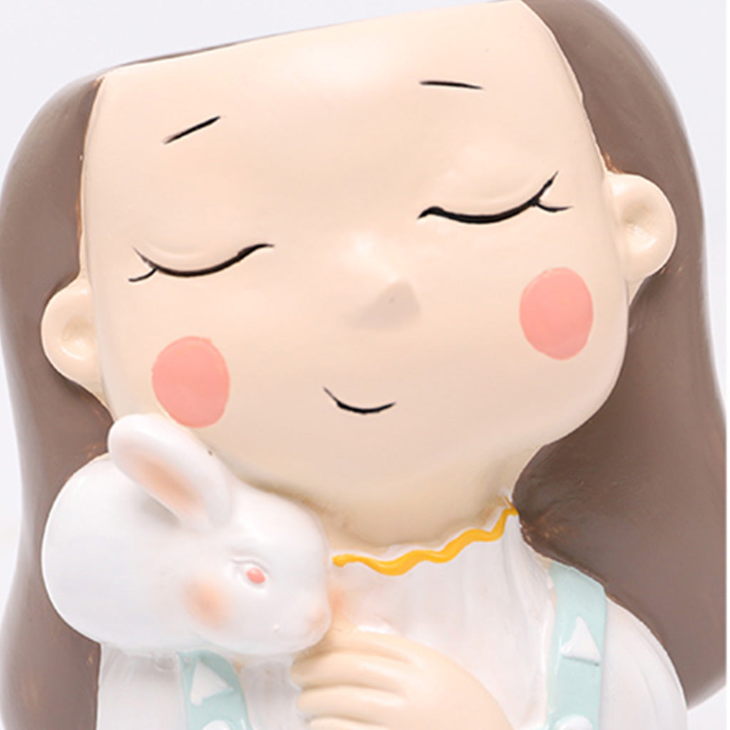 Girl with Rabbit Resin Succulent Pot - myBageecha