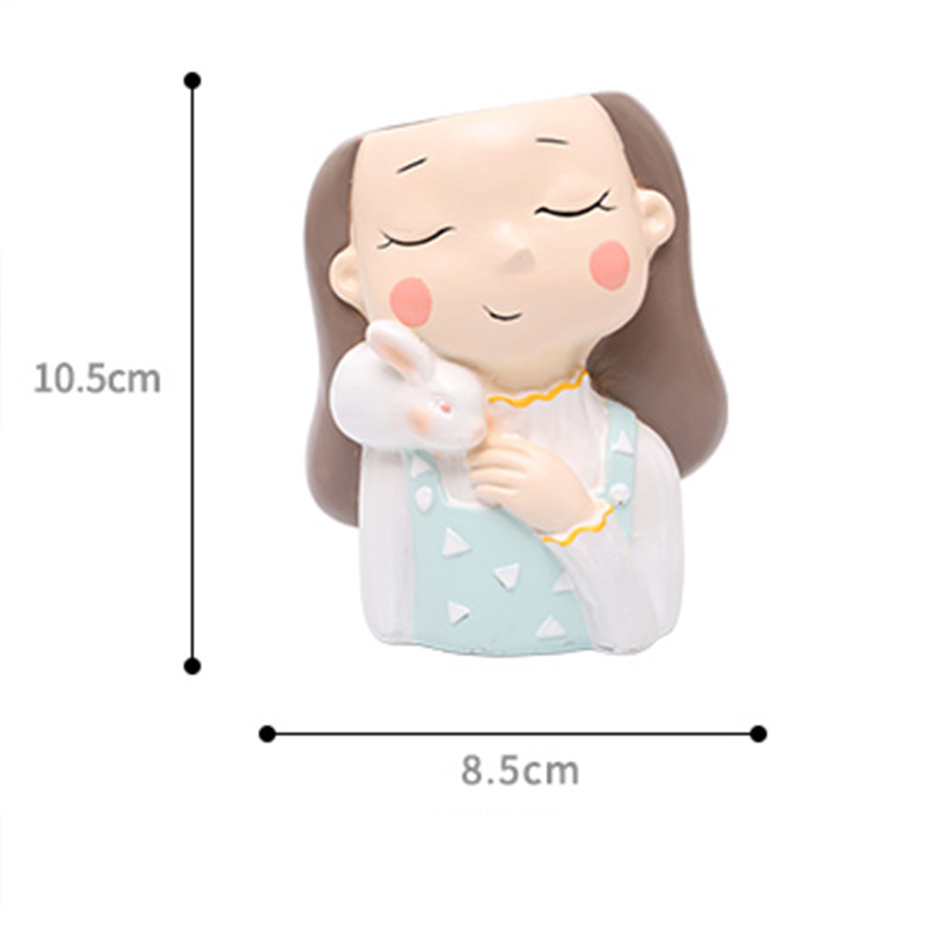 Girl with Rabbit Resin Succulent Pot - myBageecha