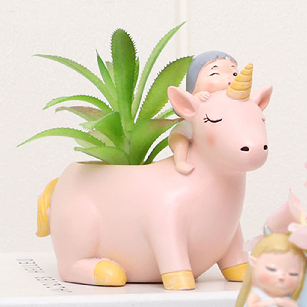 Cute Girl on Unicorn Resin Succulent Pot - myBageecha