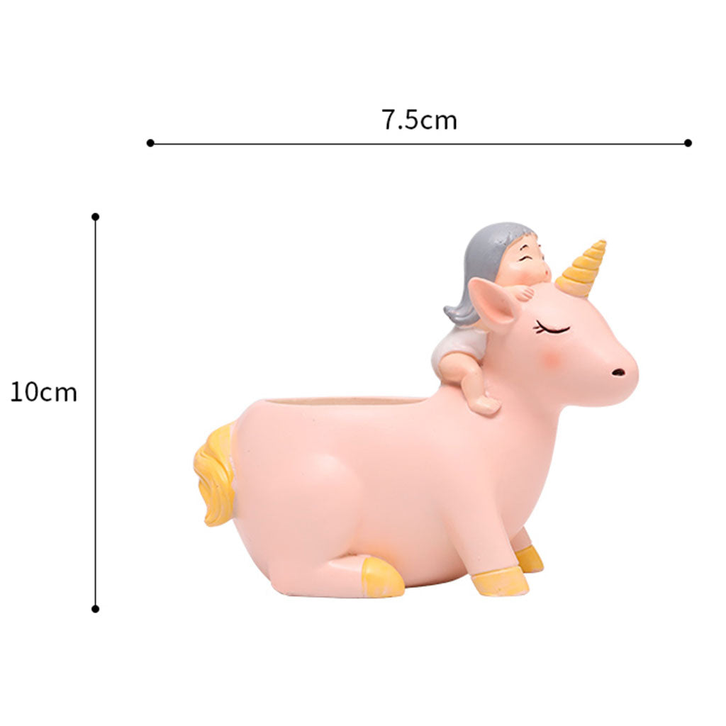 Cute Girl on Unicorn Resin Succulent Pot - myBageecha
