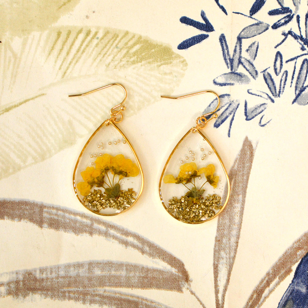 Glittering Sun Real Dried Flower Earrings - myBageecha