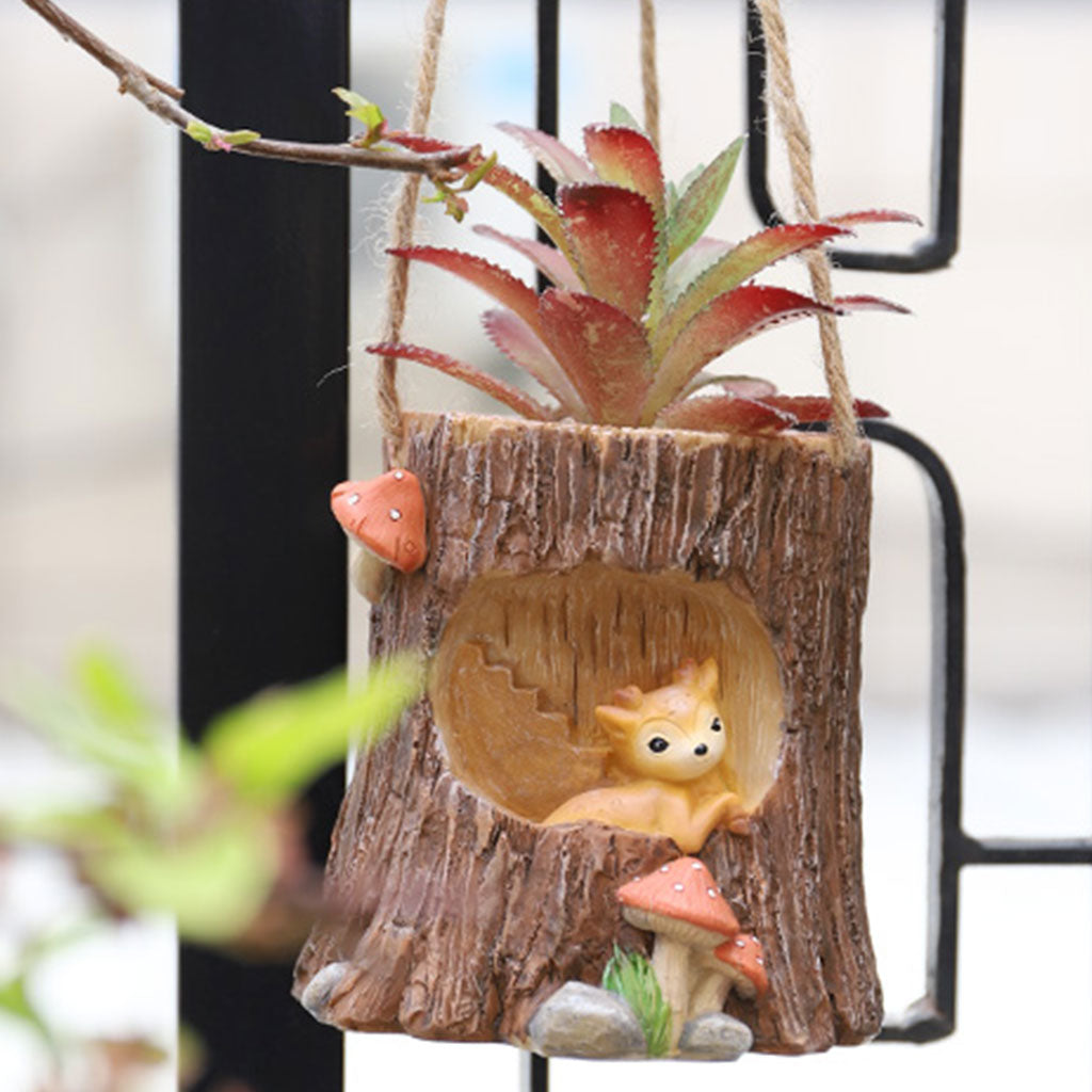 Deer Starring Outside Window Hanging Resin Succulent Pot - myBageecha