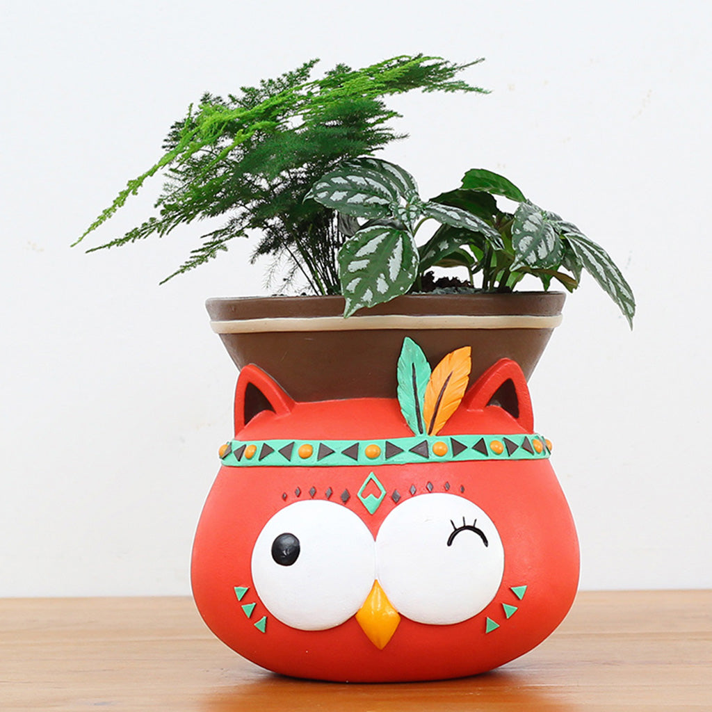 Hanging Tribal Owl Resin Succulent Pot - myBageecha