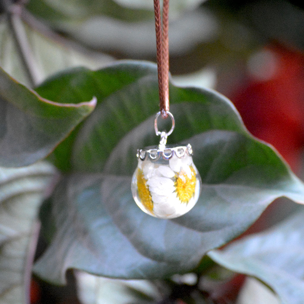 Hushed Whites Real Dried Flower Necklace - myBageecha