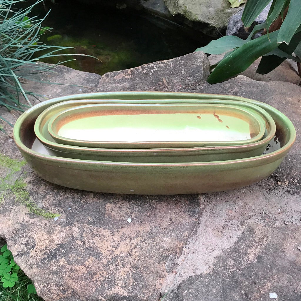 Set of 3  Chiselled Bonsai Ceramic Tray - myBageecha