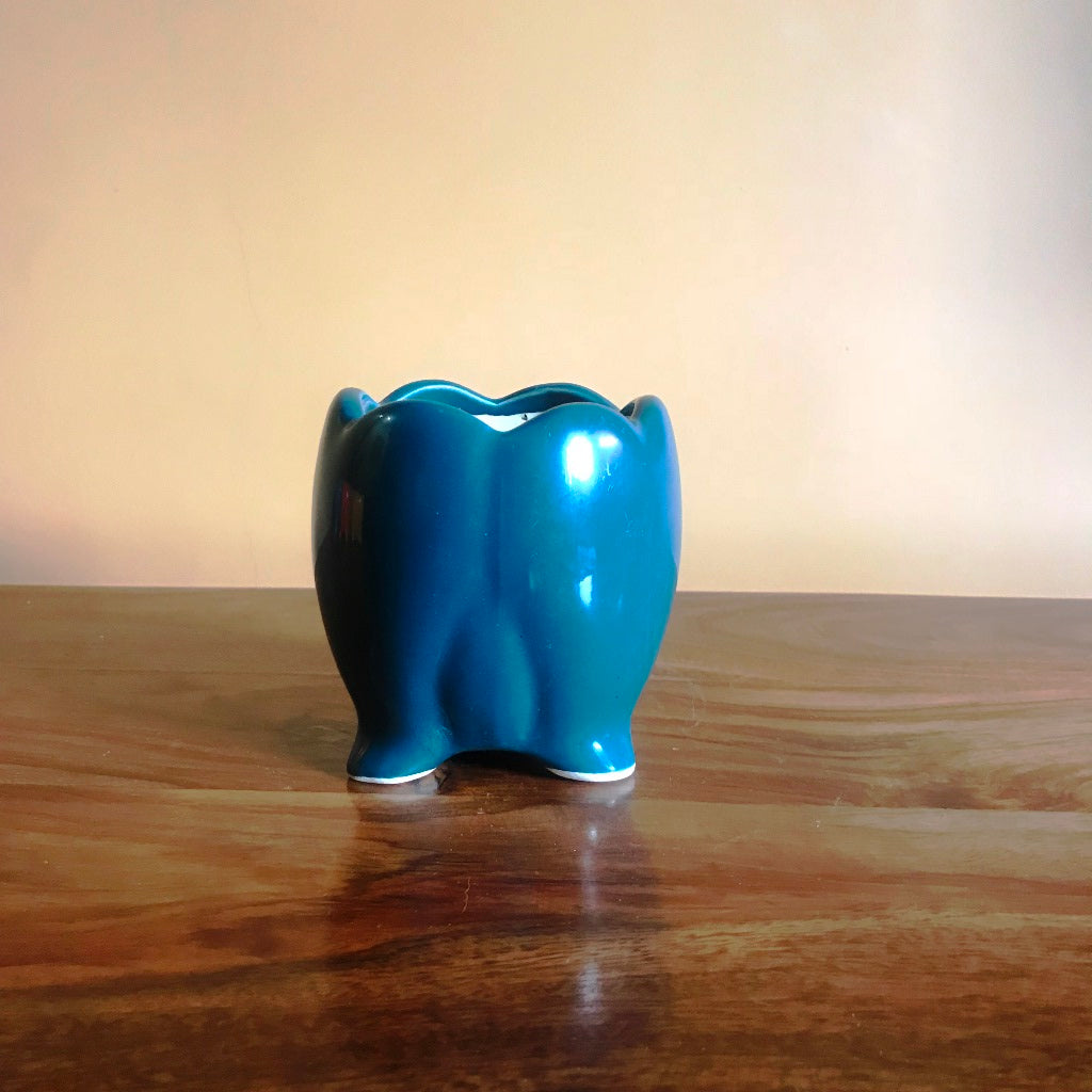 Sacred Lotus Ceramic Planter – Blue – myBageecha