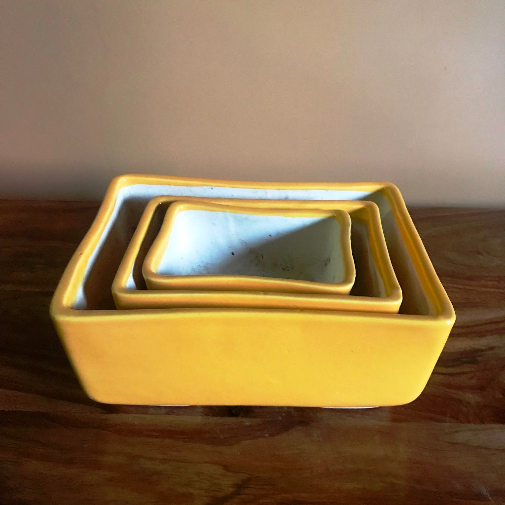 Rectangular Bonsai Ceramic Tray Set – Yellow – myBageecha