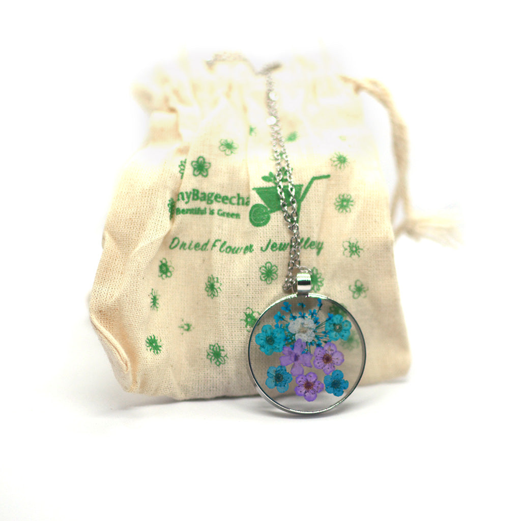 Jovial Blues Real Dried Flower Necklace - myBageecha