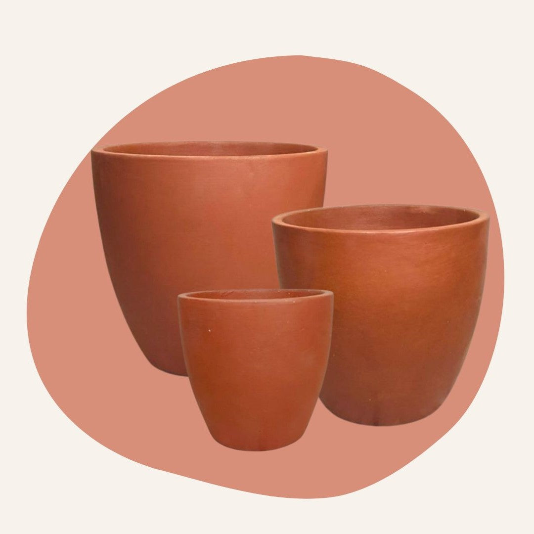 Set of 3 Kornet Terracotta Pot front view – myBageecha