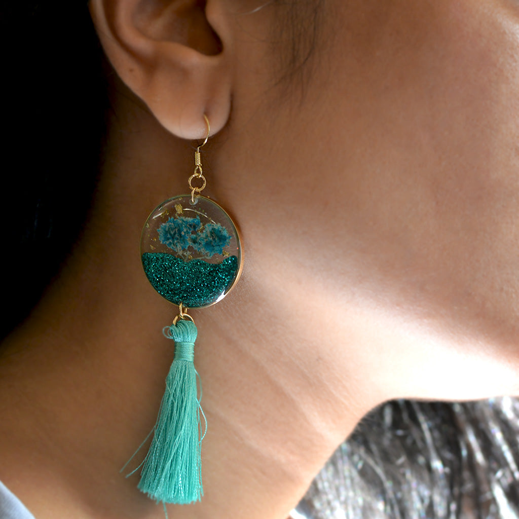 Oceanic Tassel Real Dried Flower Earrings - myBageecha